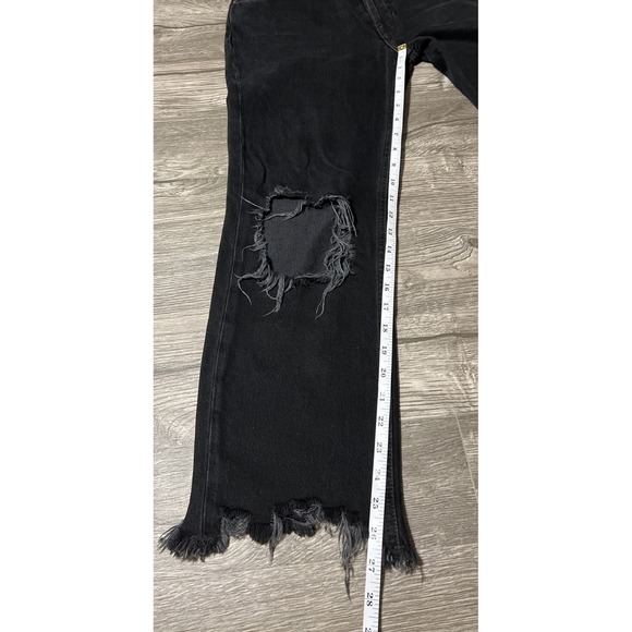 Free People We The Free Maggie MidRise Straight Raw Hem Black Jean SZ 26 (30x27) - Picture 7 of 12